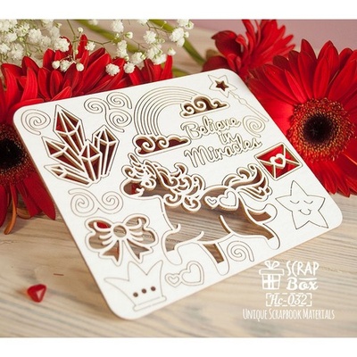 Чипборд ScrapBox - Набір Believe in miracles маленький Hc-032