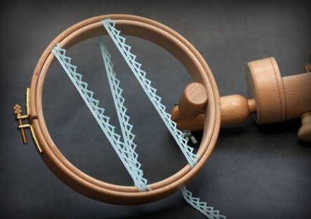 Тасьма мереживна від ScrapBerryʼs -Трикутник, П/Е 1,1 см блакитна, 2 м