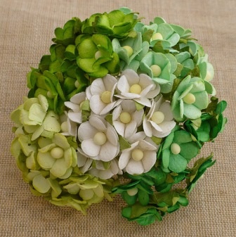 Набір квітів Sweetheart, мікс зелених і білих відтінків, 15мм, 100 шт.