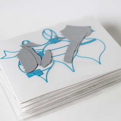 Набір для виготовлення новорічної листівки "Ялинкові прикраси" - срібло+блакитний