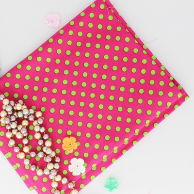 Бавовна, рожевий в зелений горошок, 45x55см