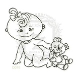 Акриловий штамп Lesia Zgharda дитина з іграшкою D076, розмір 5,6x5,1 см