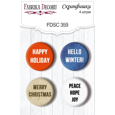 Скрап-фішки набір 4шт. Awaiting Christmas EN #359, ТМ Фабрика Декору