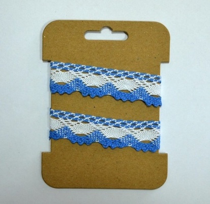 Мереживна стрічка бавовняна від ScrapBerryʼs, біло-блакитна, 2см, 2 м
