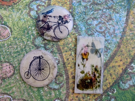 ЦЕНА СНИЖЕНА! Фишки для скрапбукинга с эпоксидным покрытием Птицы Велосипеды