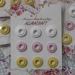 Декоративные вязаные колечки - в наборе от Allmacraft, белый, розовый, желтый, 9 шт.