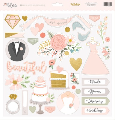 Высечки из чипборда My Mind's Eye - Bliss, 35 штук