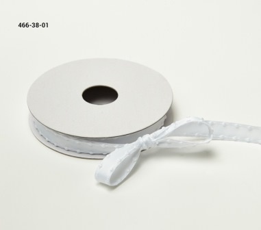 Сатинова стрічка з вузловою кромкою - біла, ширина - 10 мм, довжина 90 см