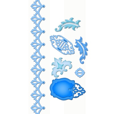 Ніж для вирубки від Spellbinders - Damask Accents, 6 шт