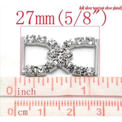 Срібна пряжка/слайдер у формі бантика, 1 шт.