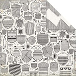 Аркуш скрап-паперу My Mind's Eye - Jubilee Tangerine - Awesome Shield, 30x30 см, двосторонній