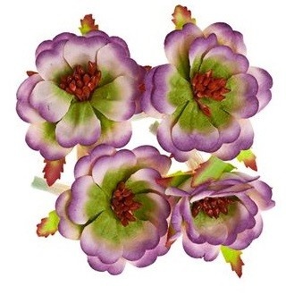 Магнолии от ScrapBerry's, набор 4 шт, СИРЕНЕВЫЕ, диаметр цветка - 4,5см