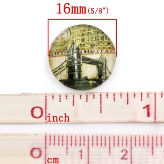 Скляний кабашон "Лондон Тауерський міст", 16мм, 1 шт.