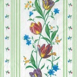 Серветка для декупажу "Тюльпани плетіння", колір фону: зелений, розмір: 33x33 см