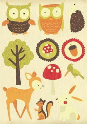 Набір висічок з щільного картону від Kaisercraft - Tiny Woods