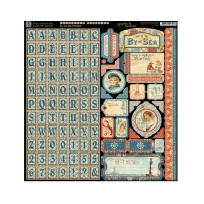 ЦІНУ ЗНИЖЕНО! Набір наліпок Graphic 45 - By the Sea - Stickers, 30x30 см