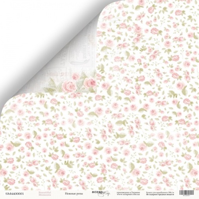 Лист двусторонней бумаги от Scrapmir - Нежные розы - Beautiful Moments, 30x30см