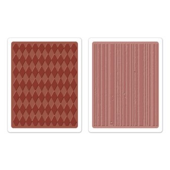 Набор папок для тиснения от Sizzix - Texture Fades Embossing Folders 2PK - Harlequin & Stripes Set - Ромбики и полоски