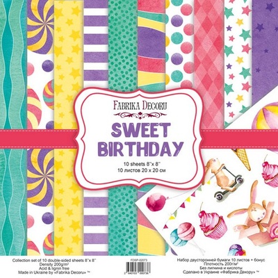 Набір скрап-паперу Sweet Birthday 20x20см, TM Fabrika Decoru
