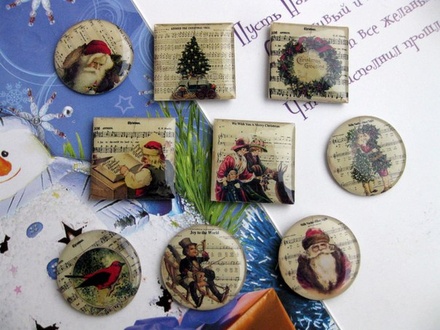 ЦЕНА СНИЖЕНА! Фишки для скрапбукинга с эпоксидным покрытием Новый год 2
