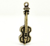 Металева прикраса/ підвіска "Скрипка", 29x9мм, антична бронза, 1 шт.