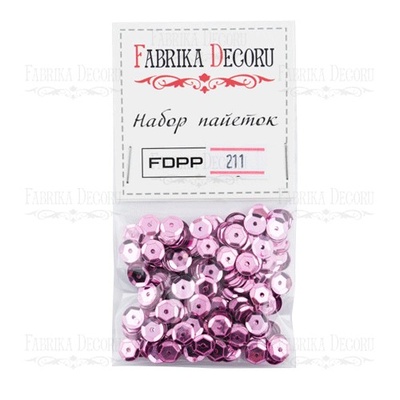 Набор пайеток - 211, размер 8 мм, кружочки, цвет светло-розовый, ТМ Фабрика Декора