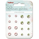 Набір кришталевих брадс "Троянди", зелений, рожевий, 16шт.