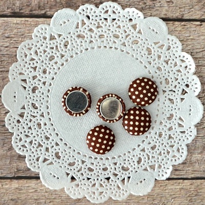 Фішки тканинні, коричневі в горошок, 1,3 см 5шт