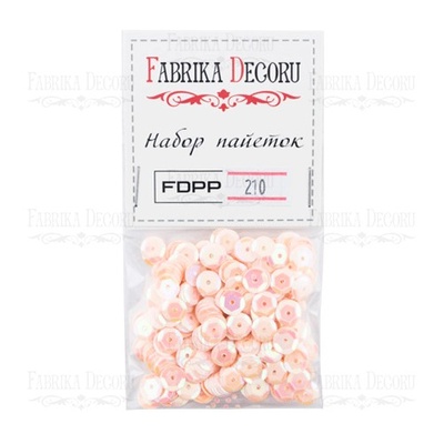 Набор пайеток - 210, размер 8 мм, кружочки, цвет светло-персиковый, ТМ Фабрика Декора