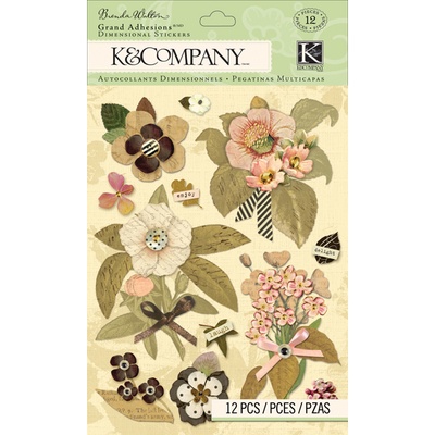 Об’ємні наліпки від K&Company - Brenda Walton Maison Flower Grand Adhesions