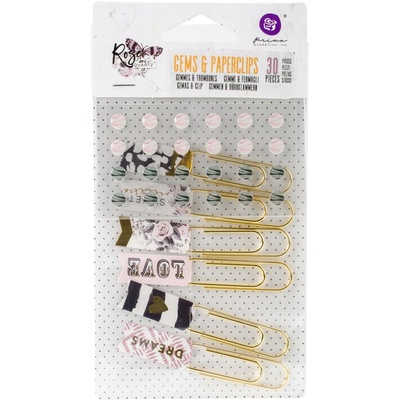 Набор украшений от Prima - Rose Quartz Gems & Paper Clips, 24+6 шт.