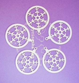 Чипборд від Wycianka - кульки з сніжинками, 5 дет.