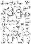 Штампи від Poppystamps - Be Mine Penguins clear stamp set