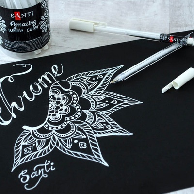 Белая гелевая ручка Amazing color, ТМ Santi, 1 штука.