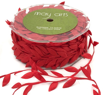Стрічка Leaves Ribbon, 90 см, червоний (один аркуш 12 мм)