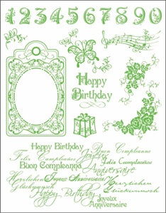 Набор акриловых штампов от Viva-decor "Happy Birthday", размер 14 x 18 см, 1 шт.