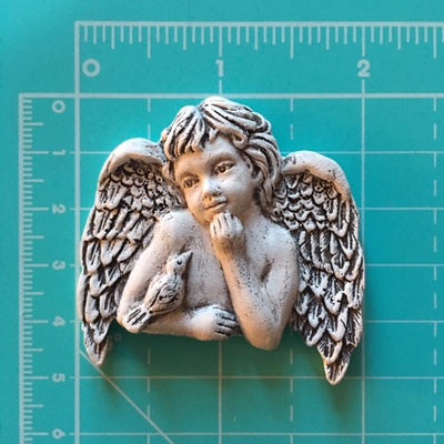 Гипсовое украшение "Ангел с птичкой", с патенированием, от Е.В.A, 5х5см, 1 шт.