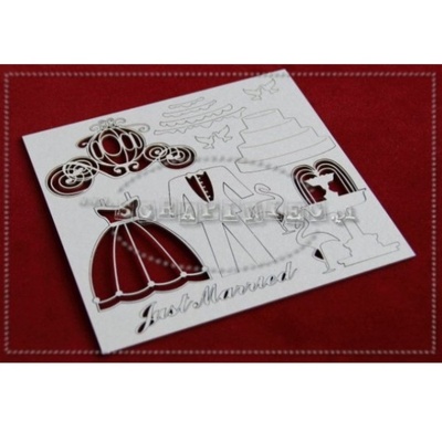 Чипборд Scrapiniec - Весільний набір Just Married, 17 елементів