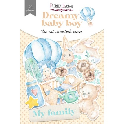 Набір висічок для скрапбукінгу, колекція Dreamy baby boy 55шт., ТМ Фабрика Декору