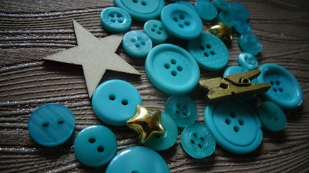 Набір ґудзиків і декоруції від ScrapEgo - "Аква мікс", 30 елементів.