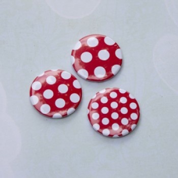 Скрап-значки (фішки). Червоні горошки №2, 3 шт
