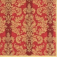 Серветка для декупажу "Золотий жаккард на червоному", розмір: 33x33 см