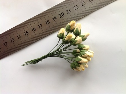 Бутончики троянд, діаметр бутончика 7 мм, колір блідо - жовтий, 20 шт.