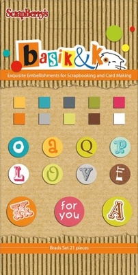 Набір брадсів від ScrapBerryʼs - Басик 3, 21 шт