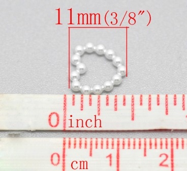 Серце, імітація перлинок, 11мм, колір білий, 10 шт.