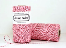 Бавовняний шнур від Divine Twine - Peppermint, 1 мм, колір рожевий/білий/червоний, 1м