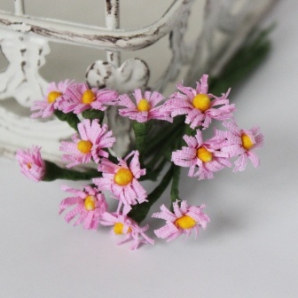 Хризантеми, рожеві, квіточки 15 мм, стебло 10 см, 12 шт.