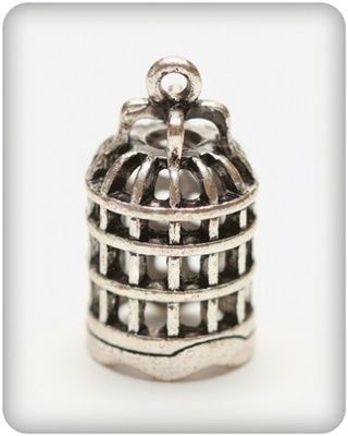 Набір металевих підвісок від ScrapBerryʼs - Клітка для птахів, 26x15мм, 5шт.