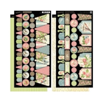 ЦЕНА СНИЖЕНА! Высечки из чипборда Graphic 45 - Botanical Tea - Banners, 30х30 см