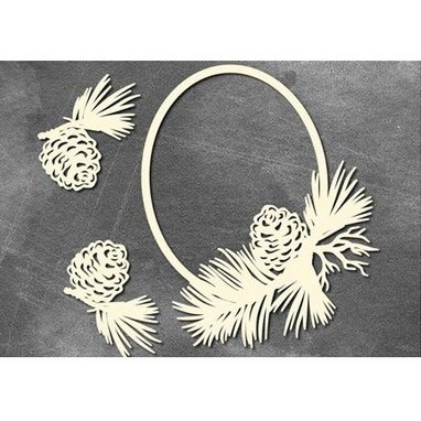 Набір чіпбордів Рамка з шишками 769, 10x15см, колір молочний, ТМ Фабрика Декору